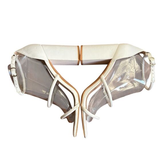 Boohoo White Triple Strap Block Heel Sandals Size 8 - Picture 8 of 12